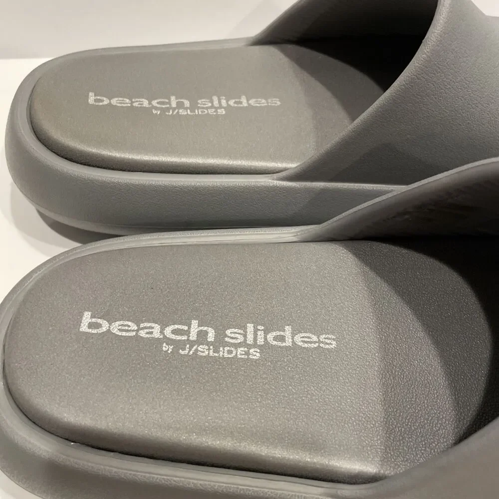 J Slides NYC Beach Slides Squish EVA Gray Sandals Size 10M NIB